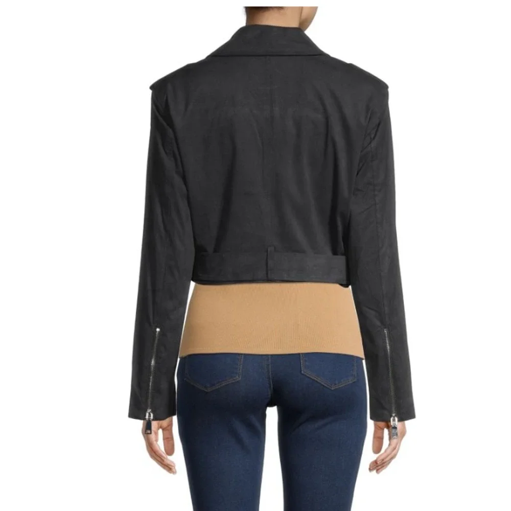 Danielle Bernstein Womens Faux-Leather Moto Motorcycle Jacket, Black, XL - Picture 13 of 13